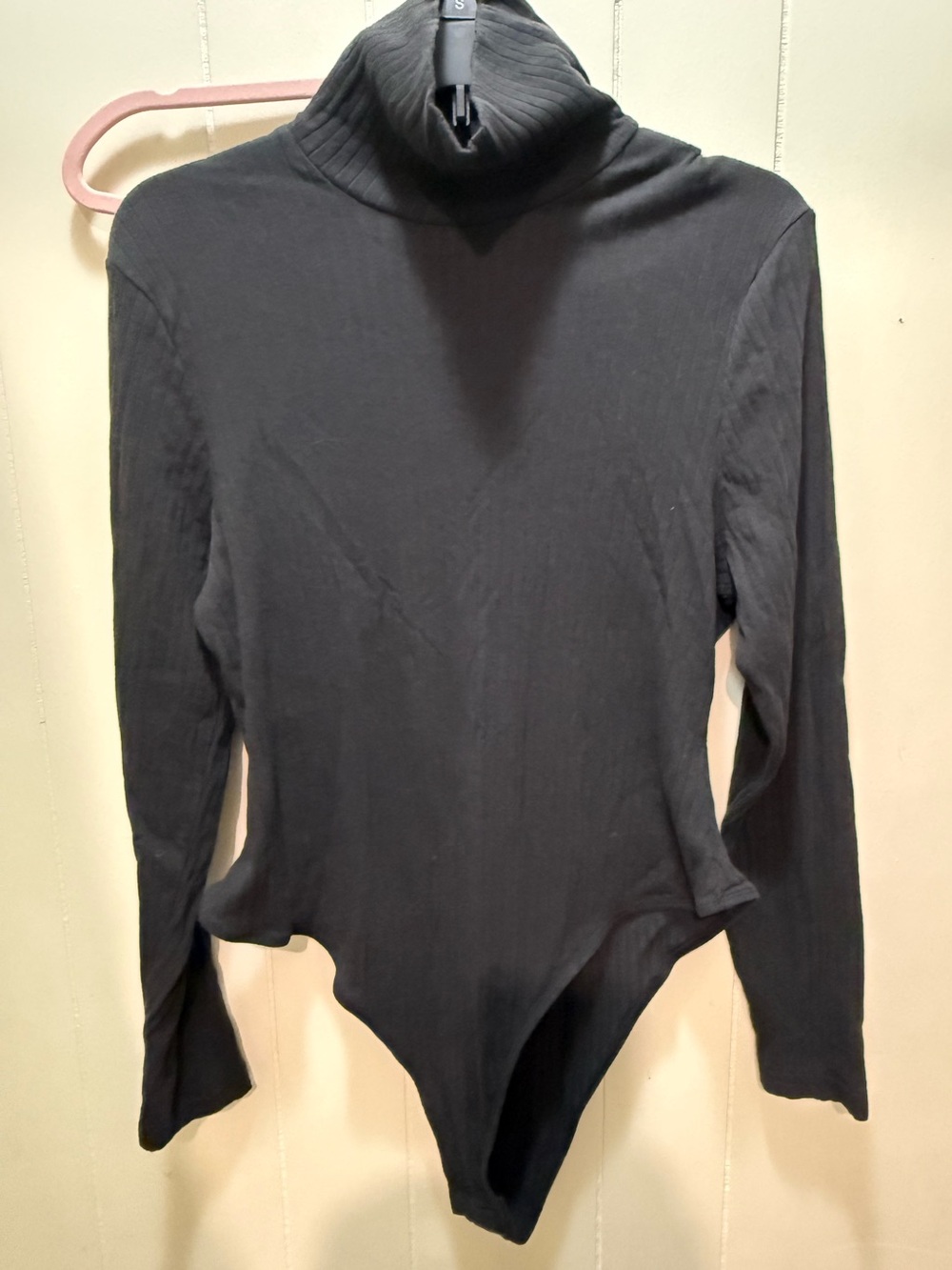 Black Ribbed Turtleneck Long-Sleeve Bodysuit